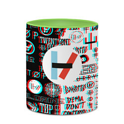 Кружка 3D Twenty one pilots glitch pattern, цвет: 3D-белый + светло-зеленый — фото 2