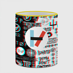 Кружка 3D Twenty one pilots glitch pattern, цвет: 3D-желтый кант — фото 2