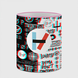 Кружка 3D Twenty one pilots glitch pattern, цвет: 3D-розовый кант — фото 2