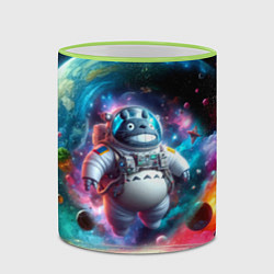Кружка 3D Astronaut Totoro in neon space - ai art fantasy, цвет: 3D-светло-зеленый кант — фото 2