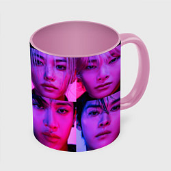 Кружка 3D Stray Kids purple, цвет: 3D-белый + розовый