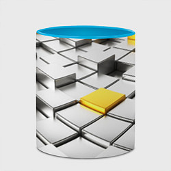 Кружка 3D Оптические кубы текстура, цвет: 3D-белый + небесно-голубой — фото 2