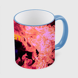 Кружка 3D RUST flame steel, цвет: 3D-небесно-голубой кант