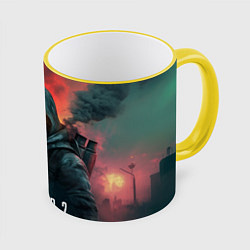 Кружка 3D Stalker 2 радиоактивный дым, цвет: 3D-желтый кант