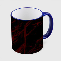 Кружка 3D Красные точки на чёрном фоне, цвет: 3D-синий кант