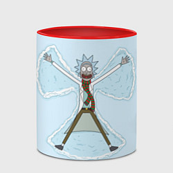 Кружка 3D Рик и Морти снег - бабочка, цвет: 3D-белый + красный — фото 2