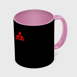 Кружка 3D Mitsubishi logo, цвет: 3D-белый + розовый