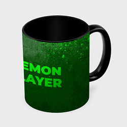 Кружка 3D Demon Slayer - green gradient по-горизонтали, цвет: 3D-белый + черный