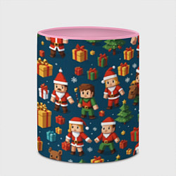Кружка 3D Mintrcraft pattern новый год, цвет: 3D-белый + розовый — фото 2