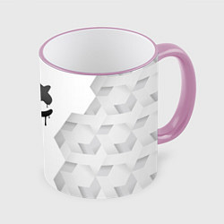 Кружка 3D Marshmello white poly, цвет: 3D-розовый кант