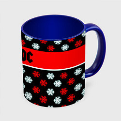 Кружка 3D AC DC winter steel, цвет: 3D-белый + синий