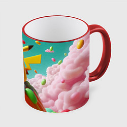 Кружка 3D Пикачу на сладкой планете - нейроарт, цвет: 3D-красный кант