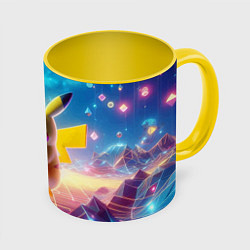 Кружка 3D Funny Pikachu - vaporwave, цвет: 3D-белый + желтый