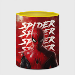 Кружка 3D Spider-man red background, цвет: 3D-белый + желтый — фото 2