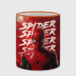 Кружка 3D Spider-man red background, цвет: 3D-оранжевый кант — фото 2