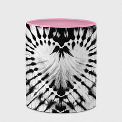Кружка 3D Абстрактное сердце - черно-белый тай-дай, цвет: 3D-белый + розовый — фото 2