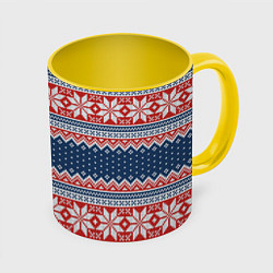 Кружка 3D Knitted Pattern, цвет: 3D-белый + желтый