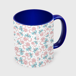 Кружка 3D Новогодние леденцы, цвет: 3D-белый + синий