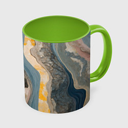 Кружка 3D Флюид арт, цвет: 3D-белый + светло-зеленый