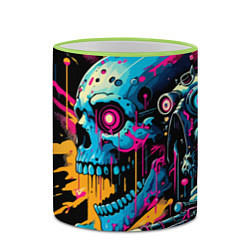 Кружка 3D Cool cyber skull - ai art, цвет: 3D-светло-зеленый кант — фото 2