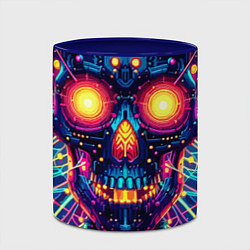 Кружка 3D Neon skull - ai art fantasy, цвет: 3D-белый + синий — фото 2