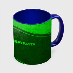 Кружка 3D CreepyPasta - green gradient по-горизонтали, цвет: 3D-белый + синий