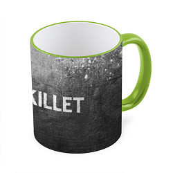 Кружка 3D Skillet - grey gradient по-горизонтали, цвет: 3D-светло-зеленый кант