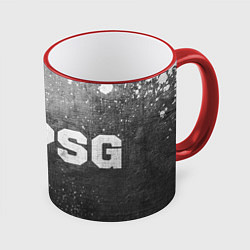 Кружка 3D PSG - grey gradient по-горизонтали, цвет: 3D-красный кант