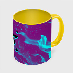 Кружка 3D Doom neon flame, цвет: 3D-белый + желтый