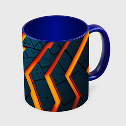 Кружка 3D Металлическая броня и оранжевое свечение, цвет: 3D-белый + синий