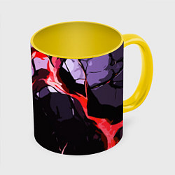 Кружка 3D Красный разлом в камне, цвет: 3D-белый + желтый