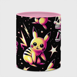 Кружка 3D Pikachu and skeletons - pattern, цвет: 3D-белый + розовый — фото 2