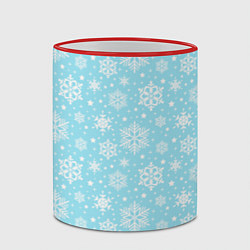 Кружка 3D Нежный зимний паттерн со снежинками, цвет: 3D-красный кант — фото 2