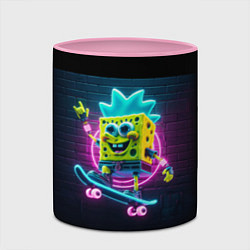 Кружка 3D Sponge Bob on a skateboard - ai art fantasy, цвет: 3D-белый + розовый — фото 2