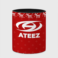 Кружка 3D Новогодний Ateez с оленями, цвет: 3D-белый + черный — фото 2