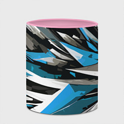 Кружка 3D Чёрно-сине-белая абстракция, цвет: 3D-белый + розовый — фото 2