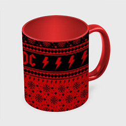 Кружка 3D ACDC christmas sweater, цвет: 3D-белый + красный