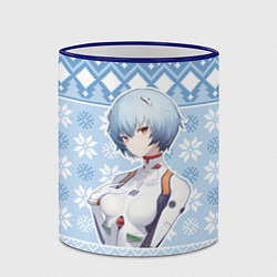 Кружка 3D Rei christmas sweater Evangelion, цвет: 3D-синий кант — фото 2