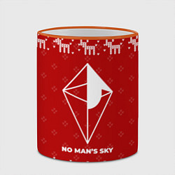 Кружка 3D Новогодний No Mans Sky с оленями, цвет: 3D-оранжевый кант — фото 2