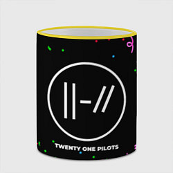 Кружка 3D Twenty One Pilots конфети, цвет: 3D-желтый кант — фото 2