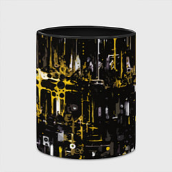 Кружка 3D Бело-жёлтая абстракция на чёрном фоне, цвет: 3D-белый + черный — фото 2