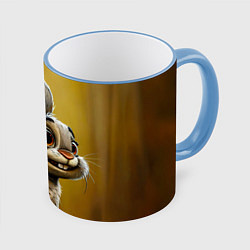 Кружка 3D Милый зайчик, цвет: 3D-небесно-голубой кант