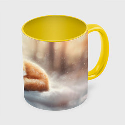 Кружка 3D Лисичка спит, цвет: 3D-белый + желтый