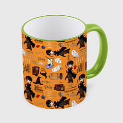 Кружка 3D Гарри Поттер паттерн, цвет: 3D-светло-зеленый кант