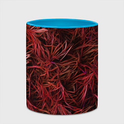 Кружка 3D Красная трава на чёрном фоне, цвет: 3D-белый + небесно-голубой — фото 2