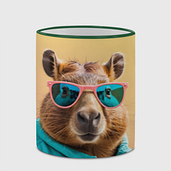 Кружка 3D Модная капибара в отпуске, цвет: 3D-зеленый кант — фото 2