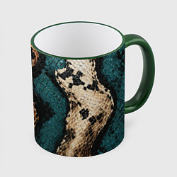 Кружка 3D Кожа в змеином стиле, цвет: 3D-зеленый кант