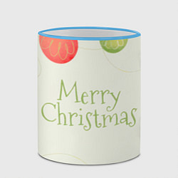 Кружка 3D Нежный зеленый merry Christmas, цвет: 3D-небесно-голубой кант — фото 2