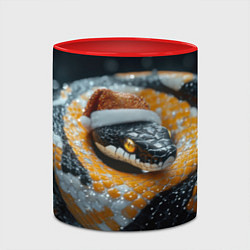 Кружка 3D Новогодняя большая змея, цвет: 3D-белый + красный — фото 2