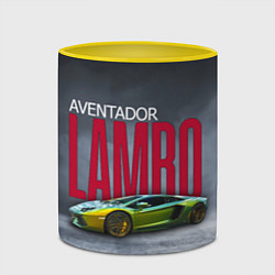 Кружка 3D Итальянский гиперкар Lambo Aventador, цвет: 3D-белый + желтый — фото 2